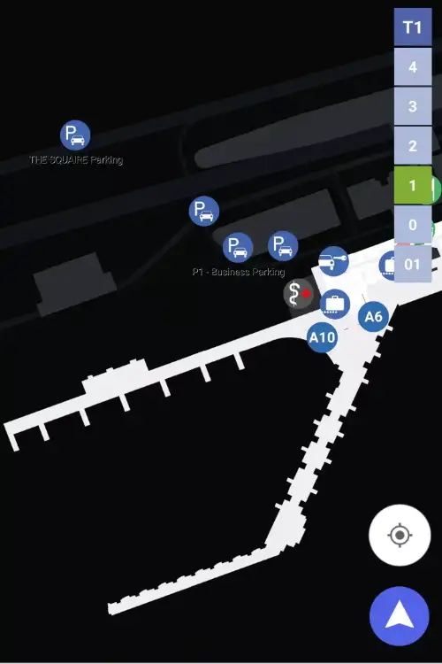 Karten Maps Terminal 1 mit Ebene 1 und Gates A am Flughafen Frankfurt Airport FRA