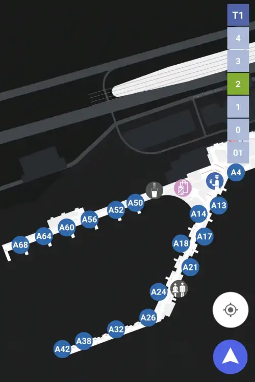 Karten Maps Terminal 1 mit Ebene 2 und Gates A am Flughafen Frankfurt Airport FRA